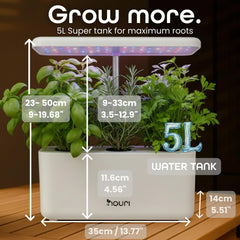Nuevo 7 Puente + Albahaca reliquia | Jardín inteligente para cocineros caseros | Sistema de cultivo hidropónico | Luces de cultivo LED | Kit de jardinería de hierbas de interior para amantes de las plantas y jardineros, blanco