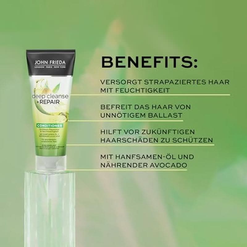 John Frieda, champú reparador para cabello dañado Detox+Repair, 250 ml Ducha y baño Naty Shop