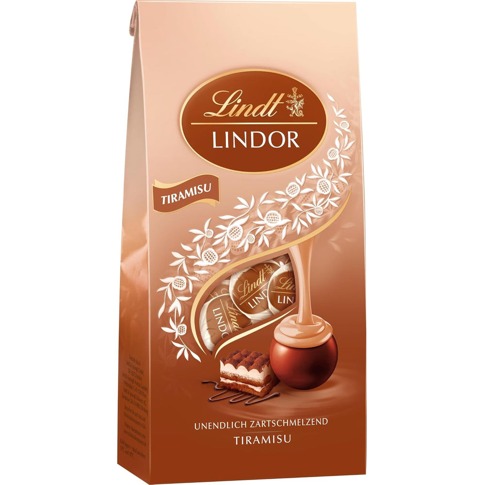 Chocolate Lindt | Bolsa Tiramisú LINDOR | 137g | 11 bolas de chocolate con leche con relleno de tiramisú que se derrite en la boca | Regalo de chocolate