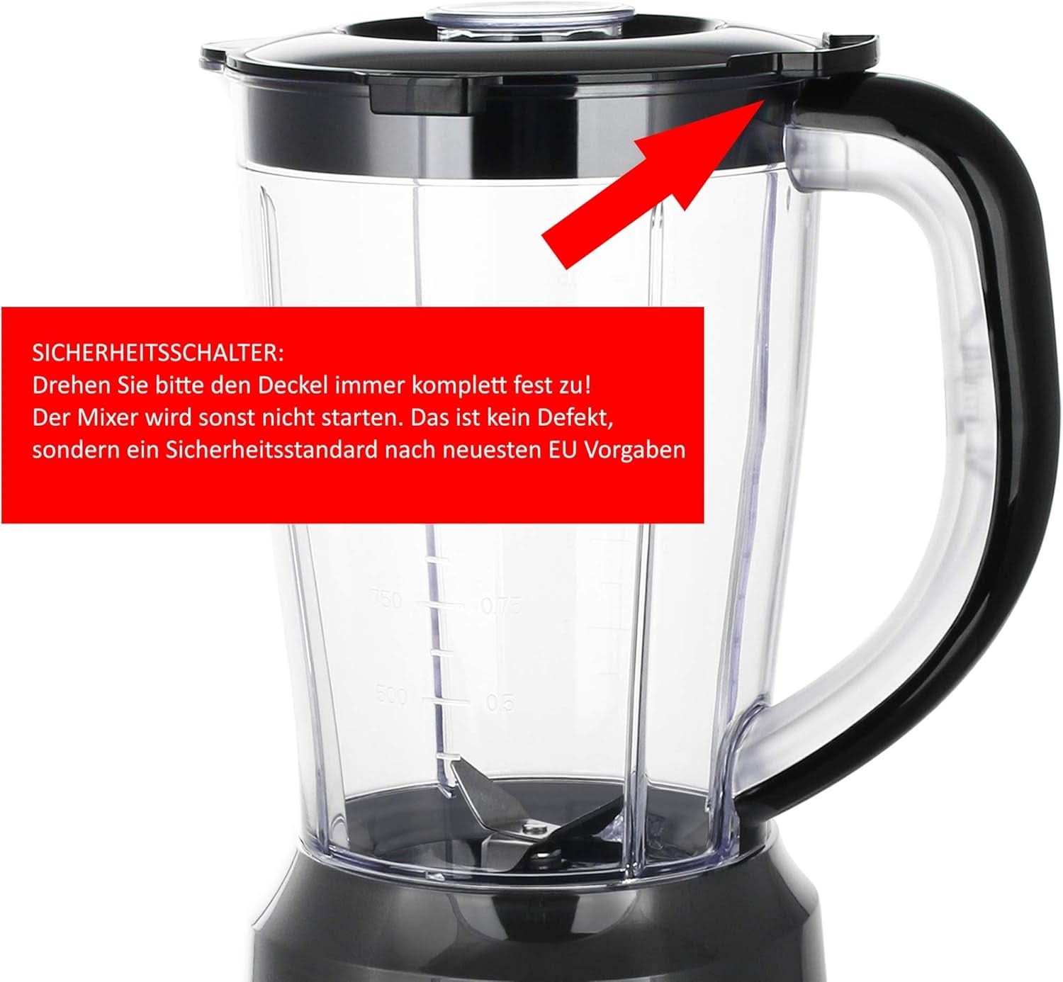 Emerio Batidora con base BPA Frei Crush Ice Función 1,5 L Behälter 2 Geschwindigkeiten + Pulse Funktion Messereinheit Aus Edelstahl Sicherheitsschalter Geschirrspülgeeignet 500 Watt BL-12816.8 Schwarz Bucatarie Naty Shop