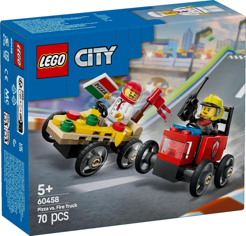 Furgoneta de reparto de pizzas LEGO City vs. Camión de pizza - Jabonera de juguete para niñas y niños a partir de 5 años - Juego de construcción con 2 minifiguras de conductores - Regalo de cumpleaños y vacaciones 60458 Juegos de construcción Besuche den LEGO-Store