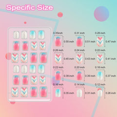 72 bucăți unghii pentru copii, pre-lipite, acoperire completă, sclipici, gradient de culoare, fundă, unghii artificiale scurte, cadou minunat pentru copii și fete, artă pentru unghii - sclipici curcubeu