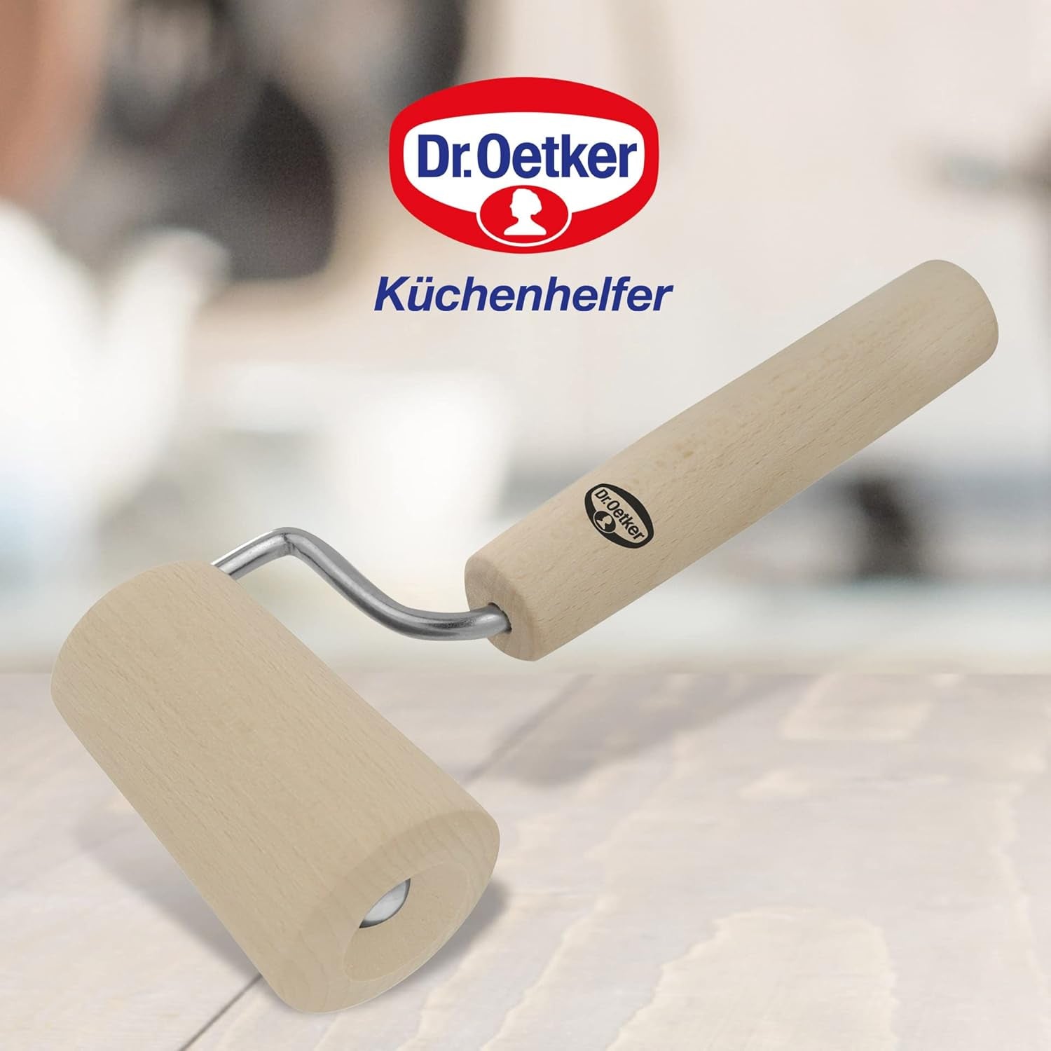 Dr. Oetker Teigroller aus Holz – Teigrolle aus Buchenholz de alta calidad – Perfekt für round und eckige Formen – aprox. 18 x 7 cm, Rollo Durchmesser ca. 4,5 cm