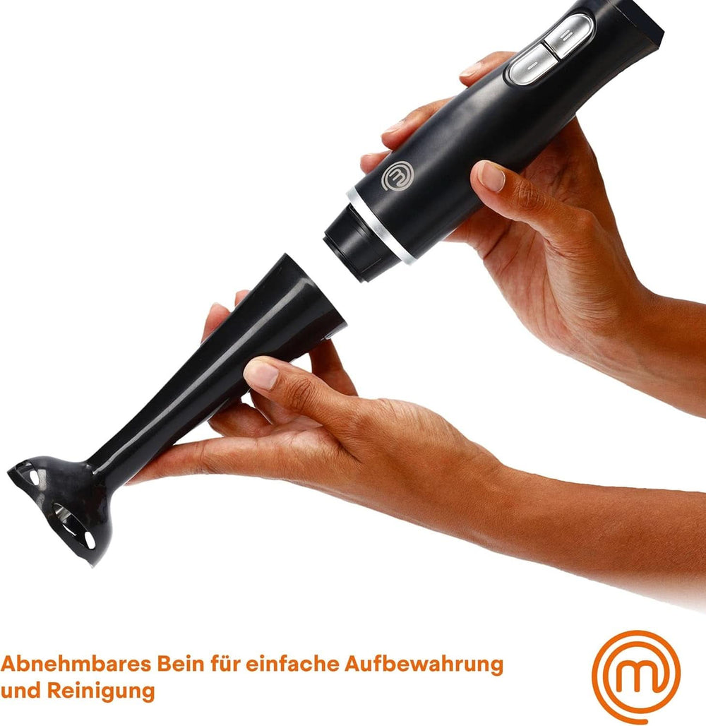 Masterchef Stabmixer, Pürierstab Mit Spritzschutz, Zauberstab Küchengerät, Elektrische Mixstab Hand Blender Mit 2 Geschwindigkeiten, Eintauchfunktion, Spülmaschinenfeste Komponenten, 200W, Schwarz Kitchen Naty Shop