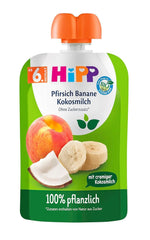 Hipp leches de frutas y verduras para bebés, melocotón, plátano con leche de coco (4 x 4 x 90g) Madre e Hijo Naty Shop