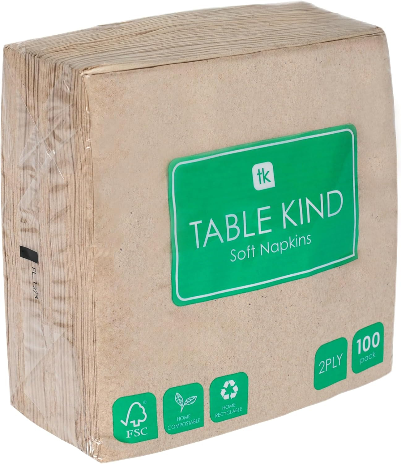 Table Kind | 100 pachet vrac Șervețele moi din hârtie reciclată, șervețele de petrecere de unică folosință maro, potrivite pentru uz zilnic, ecologice, Kraft, nealbite, compostabile, fabricate în UE, 2Ply, 33cm