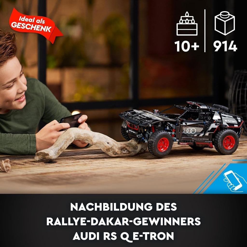 LEGO 42160 Technic Audi RS Q E-Tron, mașină de raliu controlată de la distanță, Dakar rally off-road car, RC controlat prin aplicație cu Control +, cadou pentru băieți, fete și fani de la 10 ani pentru a construi Seturi de constructie Besuche den LEGO-Store