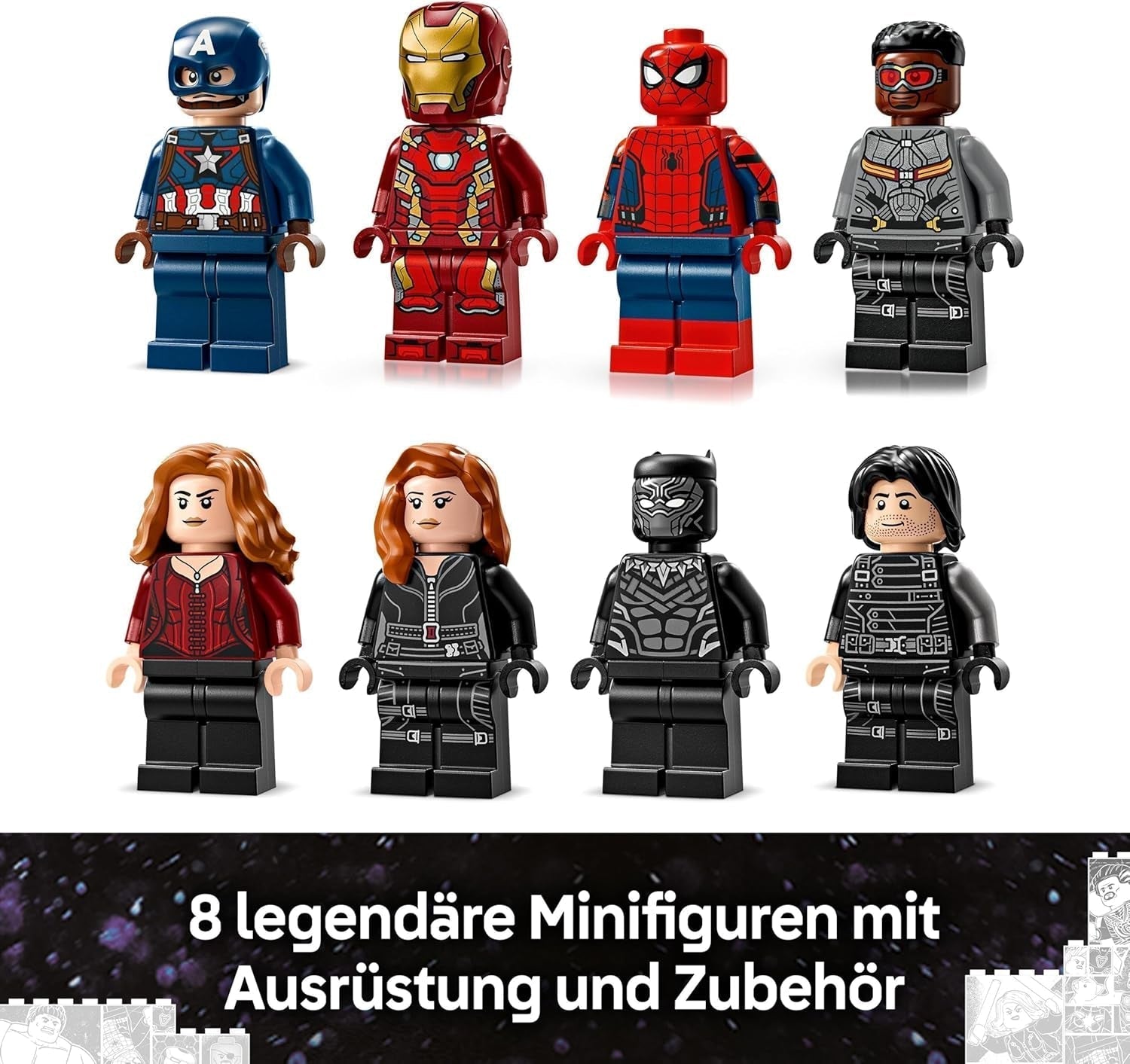 LEGO Marvel Captain America: Civil War Action Duel - Juego de superhéroes con 8 minifiguras - Juego de construcción y juego de aviones de juguete - Regalo para niños y niñas 76314 Juegos de construcción Besuche den LEGO-Store