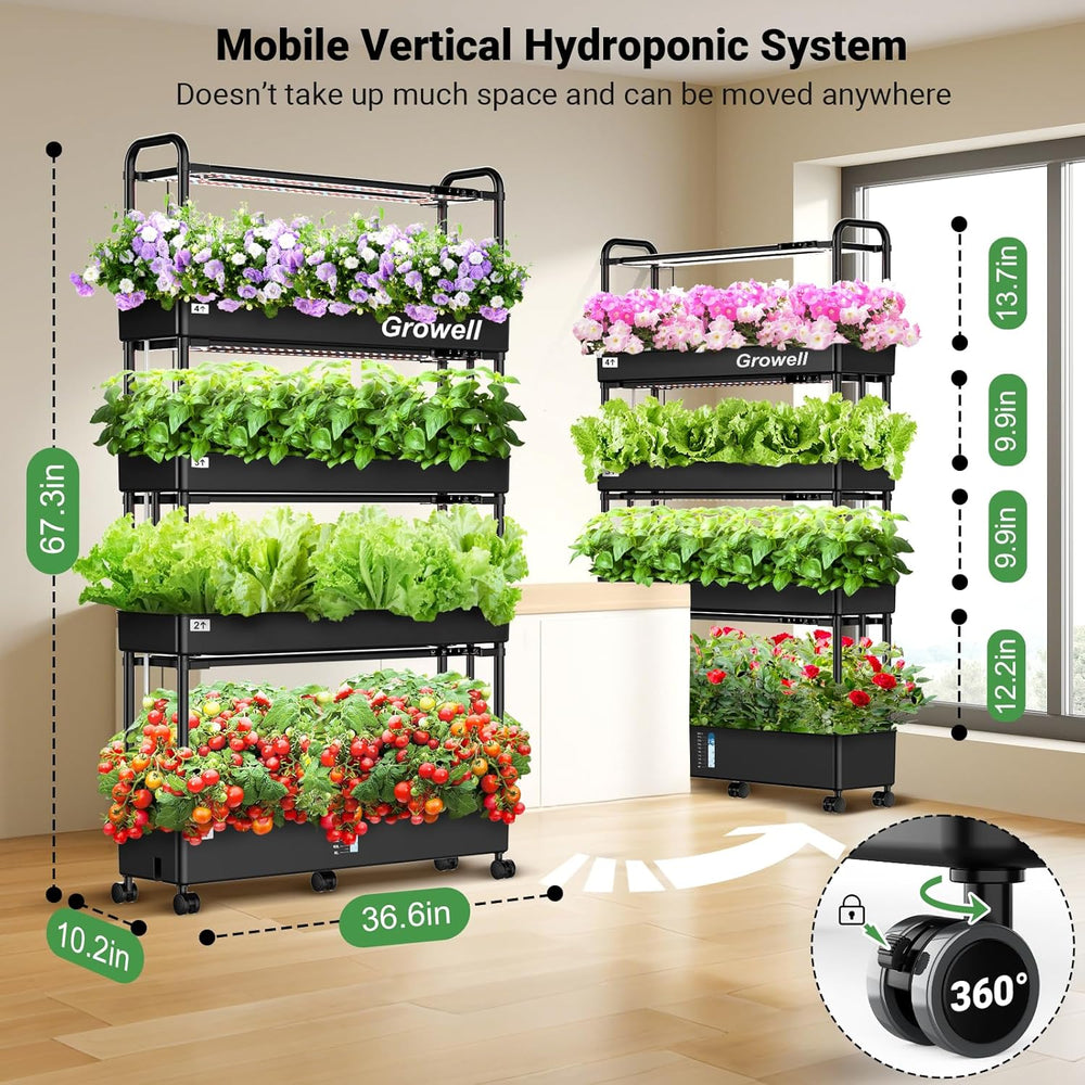 Kit de sistema de cultivo hidropónico grande, 120 cápsulas, jardín hidropónico vertical con 2 modos de iluminación, sistema de circulación automática de agua, sistema de jardinería de hierbas para interiores de 48 litros