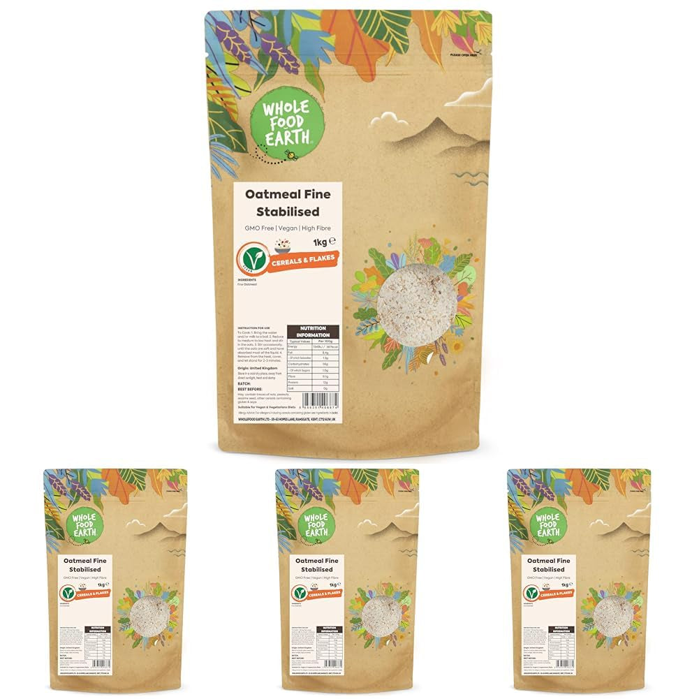 Avena Fina Wholefood Earth - sin OGM - vegana - sin lácteos - sin azúcares añadidos 1 kg