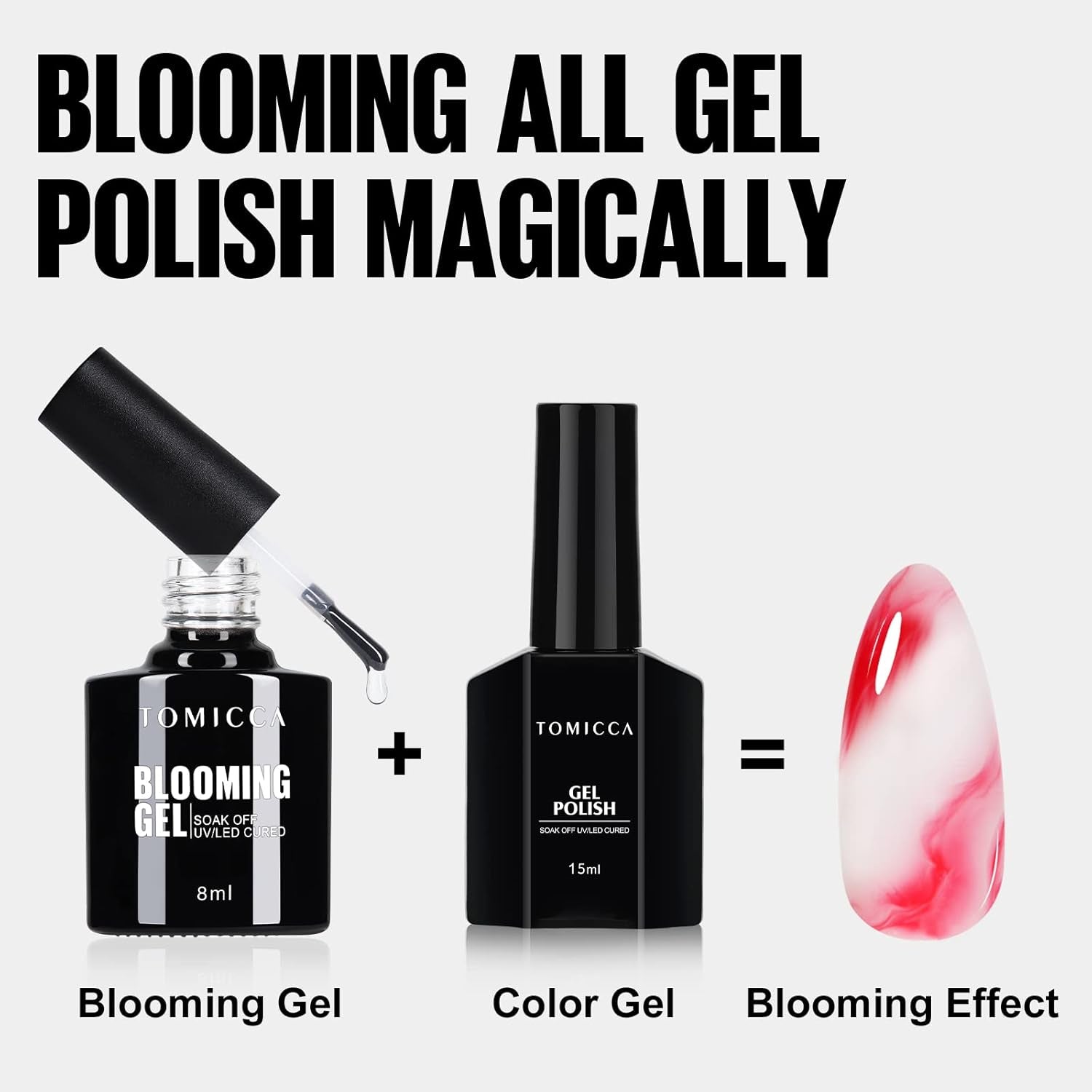 TOMICCA Clear Blooming Gel Nagellack, UV LED Spreading Nagellack Für Nageldesign, Marmor, Aquarell Blüten Nail Art Polish 8Ml