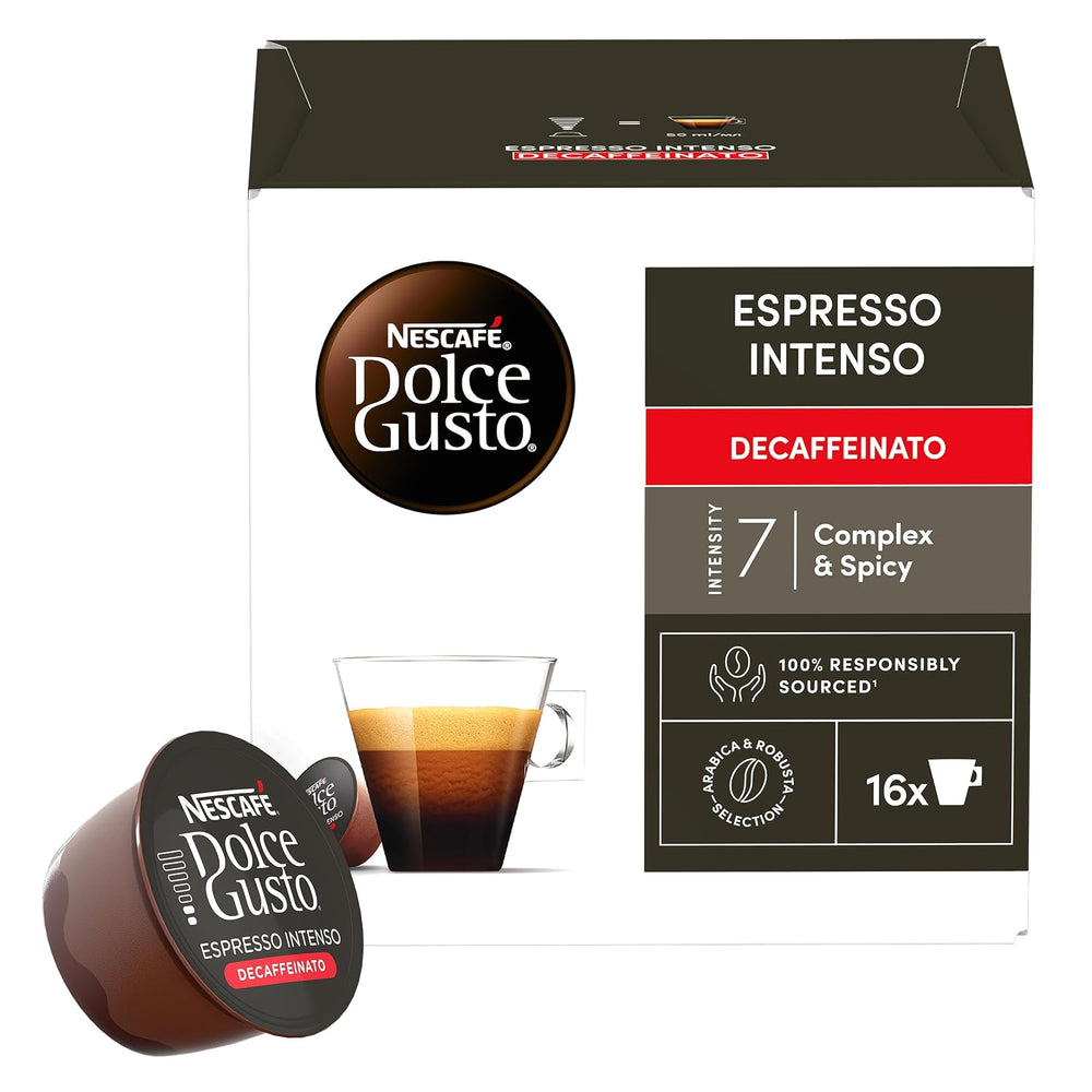 Nescafé Dolce Gusto Cafe Dolce Gusto Espresso Intenso Desc. | Nestle Pack 3 Kisten Mit 18 Kapseln,Die Jeweils 16 Einheit(3er Pack)