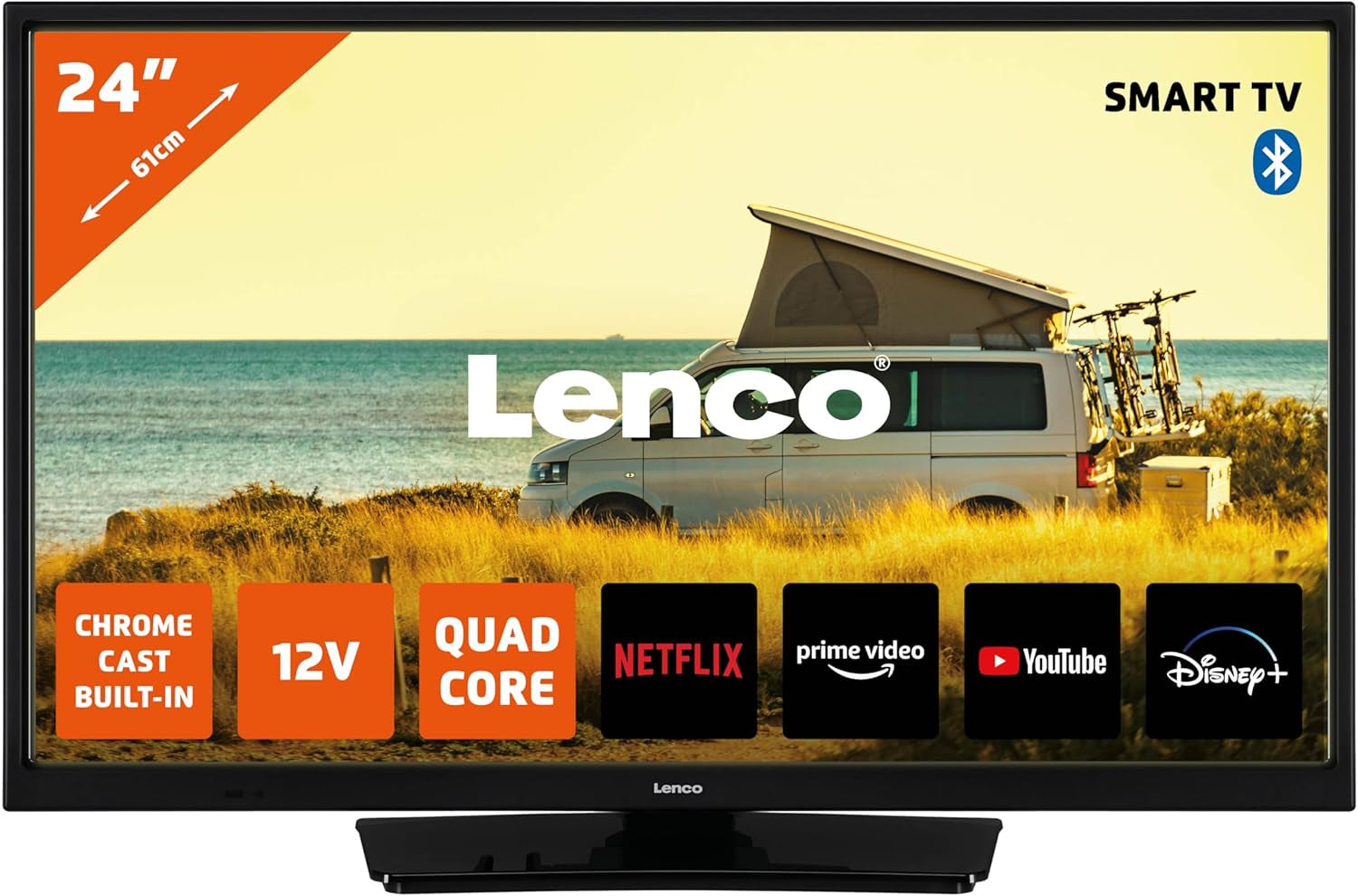 Lenco LED-3263BK (V2) - Televizor inteligent Android de 32 de inci, negru - Imagini strălucitoare, streaming flexibil și Chromecast integrat - HD-Ready, HDR, Wi-Fi, Bluetooth - Ideal pentru acasă și în deplasare