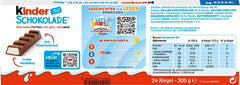 Kinder Chocolate - Barras de chocolate con leche rellenas - 1 paquete que contiene 24 barras individuales (24 x 12,5 g).