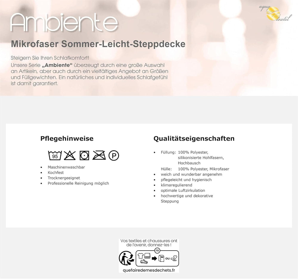 Ambiente vară plapumă ușoară 220 X 240 Cm Microfibre plapumă respirabil iarnă vară Plapumi si pilote Naty Shop