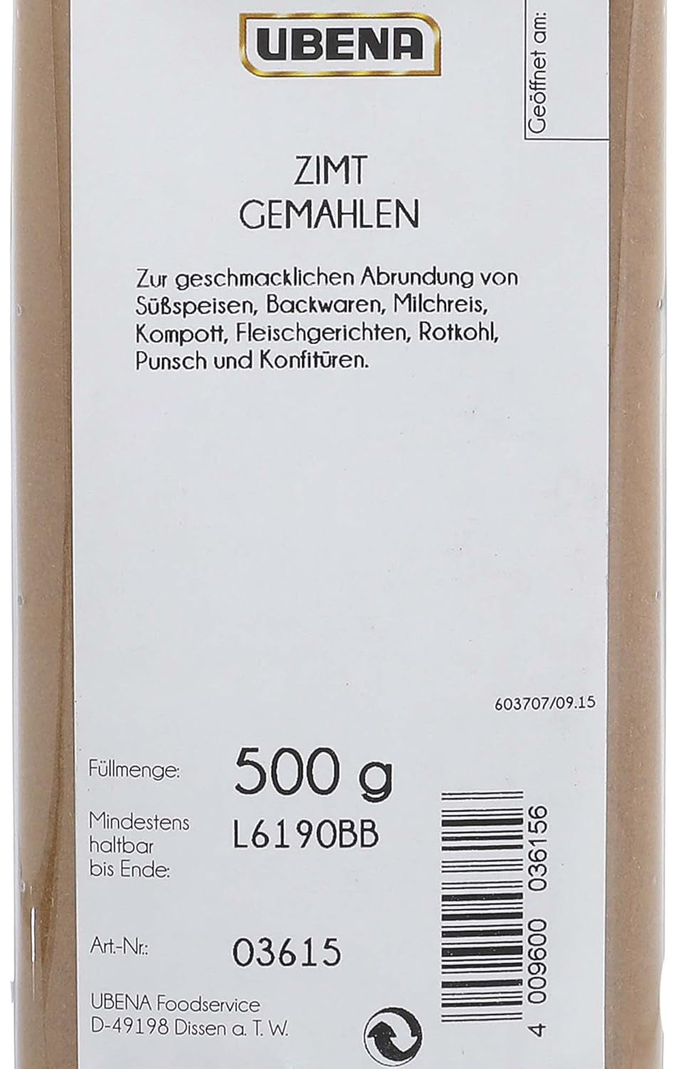 Zimt gemahlen 500 g Zimt-Gewürz Zimtpulver, Gewürz für Zimtschnecken und Kuchen, Weihnachtsgewürz, Menge: 1 Stück