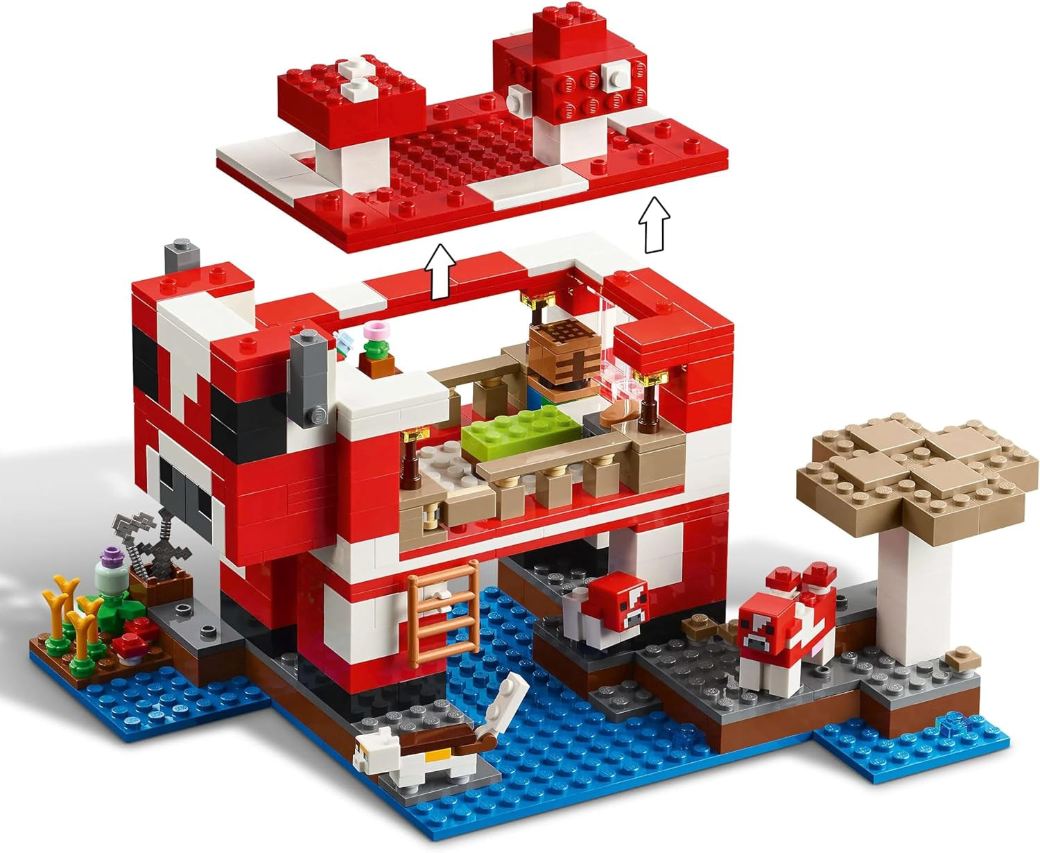 LEGO Minecraft La Casa de la Vaca Hongo Videojuego Juguete de Construcción Modelo de Tierra de Hongos con Minifiguras Steve y Otros Personajes Set de Juego para Niños y Niñas 8 Años 21270 Juegos de Construcción Beuche den LEGO-Store