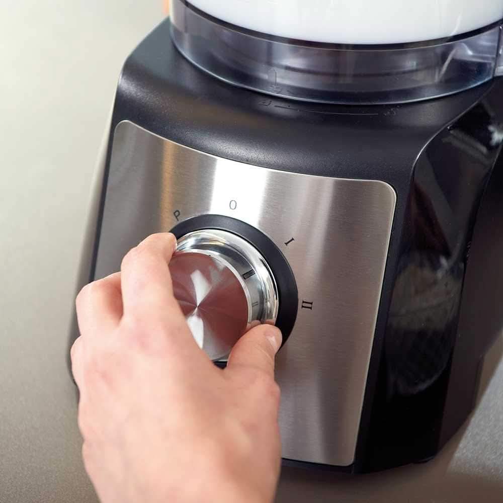 Black+Decker BXFPA1200E - Küchenmaschine 1.200W, Behälter 1,5L, 2 Geschwindigkeiten/Turbo-Funktion, +8 Zubehörteile, Anti-Fingerprint-Edelstahloberflächen, Klingen Und Scheiben Aus Edelstahl; Bpa-Frei Mama si Copilul Naty Shop