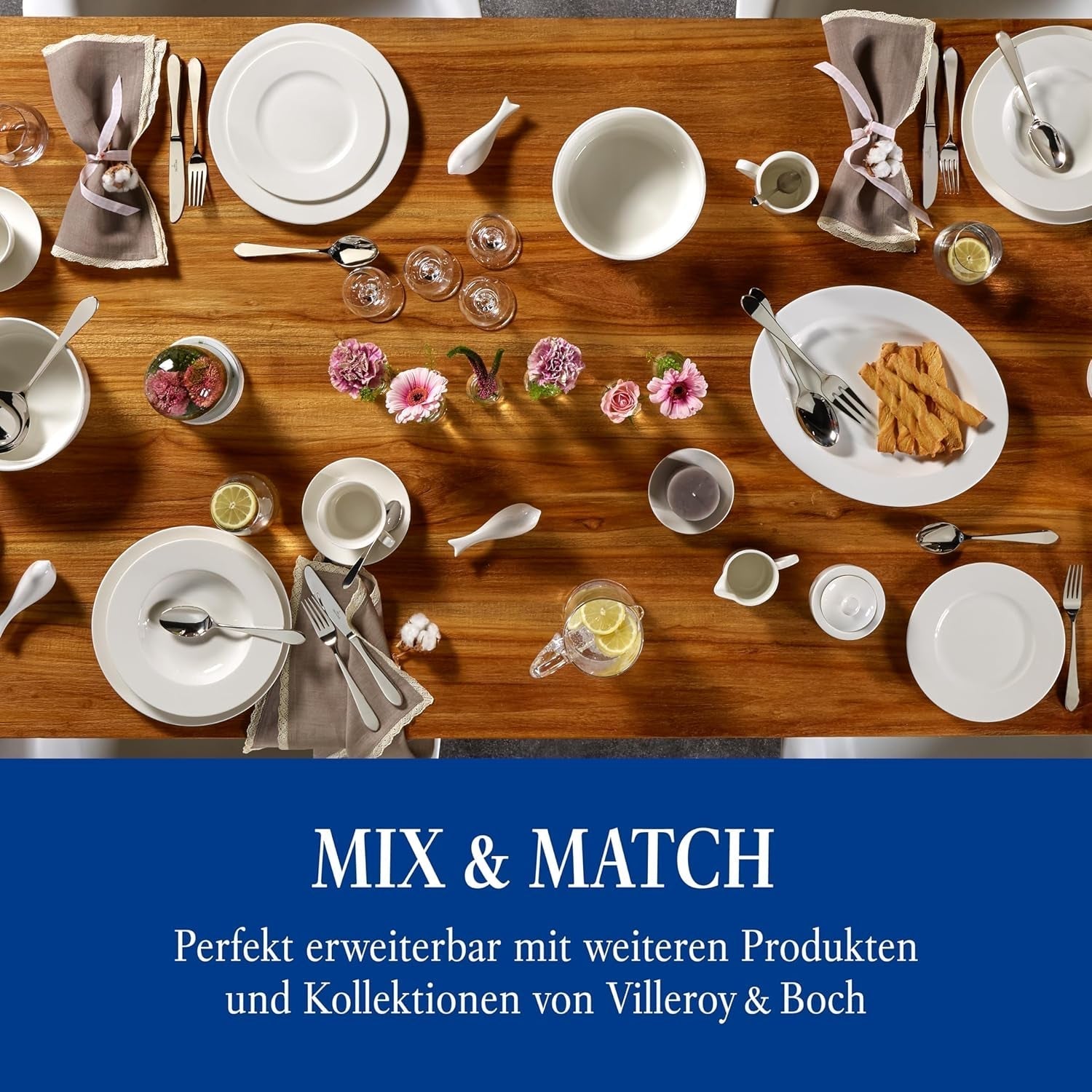 Villeroy & Boch – Twist White Geschirrset 30 Teilig Für 6 Personen, Spülmaschinenfest, Mikrowellensicher, Teller Set, Geschirr, Tafelservice, Kombiservice, Modernes Service Aus Porzellan Seturi vesela masa Naty Shop