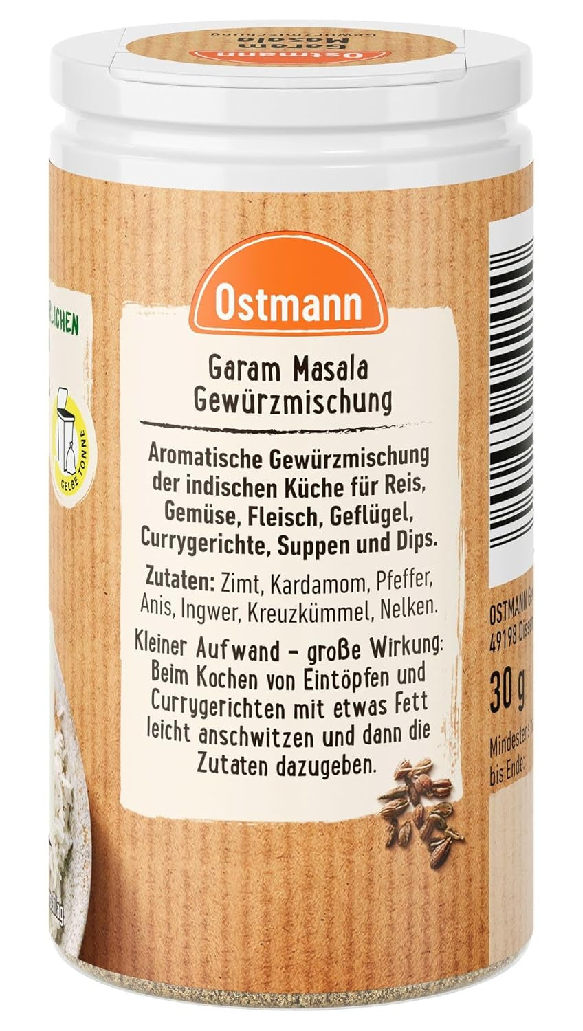 Ostmann Gewürze - Garam Masala Gewürzmischung | Embalaje completo y reciclable | 30 g en la estreudosis