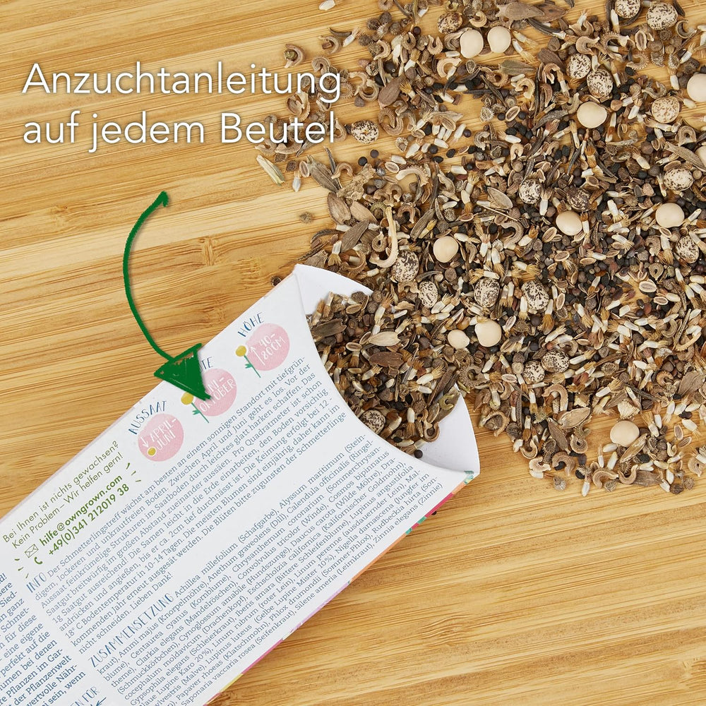 Amestec de flori Butterfly Meeting: 100g semințe premium de flori fluture - Semințe de albine prietenoase cu insectele, semințe de flori perene și anuale pentru pajiști - Semințe de flori sălbatice de la OwnGrown