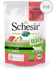Cat Bio Adult Vită și Pui cu Măr, Hrană Umedă pentru Pisici, 16 Pliculețe x 85g