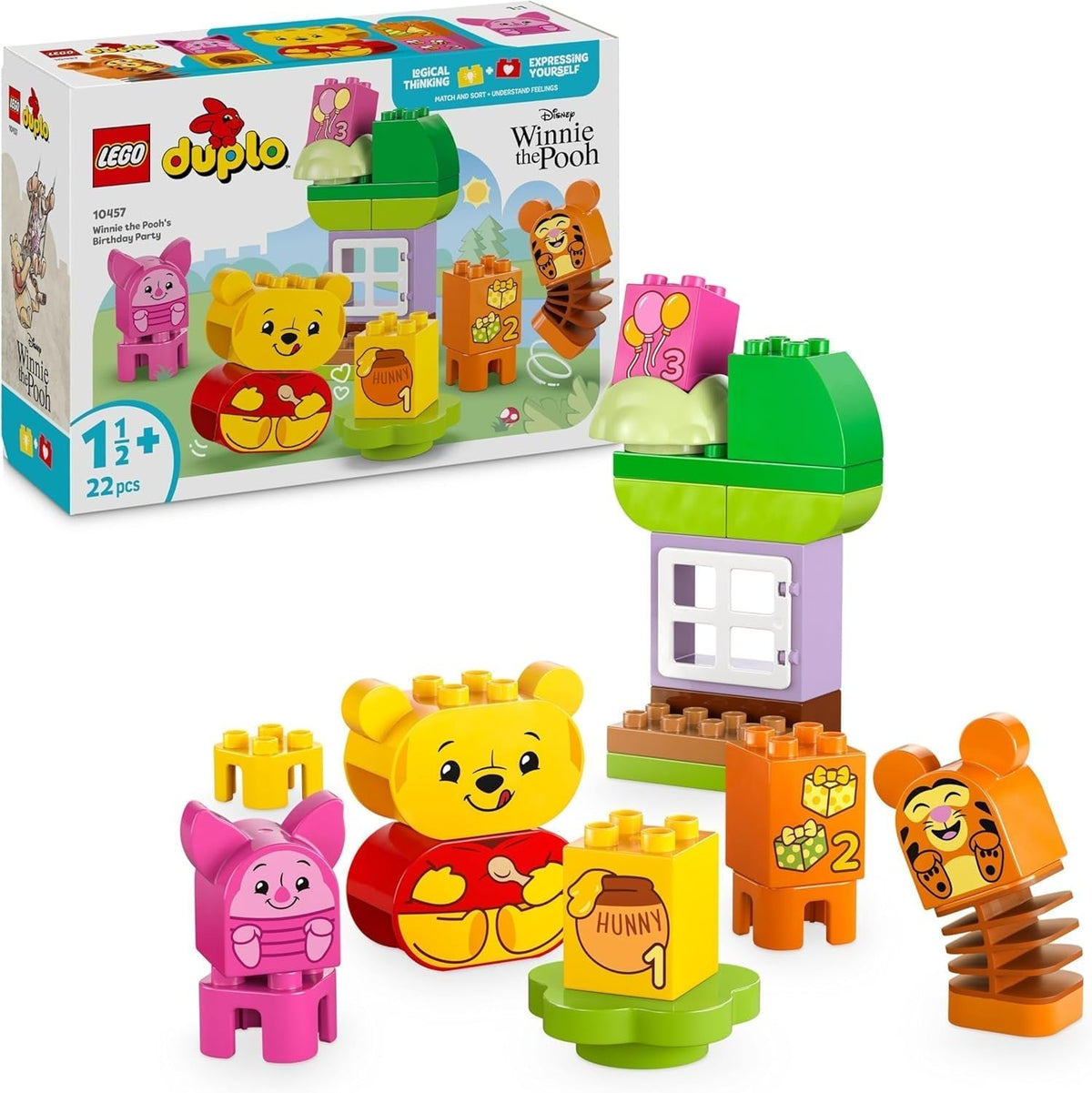 LEGO DUPLO - Fiesta de cumpleaños de Winnie the Pooh de Disney - juguete educativo para niños en edad preescolar - juego de 3 minifiguras, incluidos Winnie the Pooh, Tigger y Piglet - idea de regalo para niños y niñas a partir de 1,5 años 10457 Juegos de construcción Beuche den LEGO-Store Título predeterminado