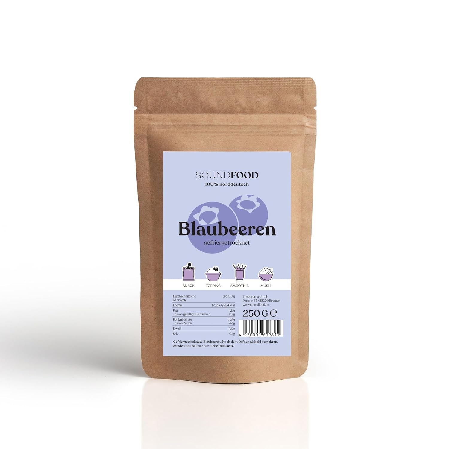 Afine | afine liofilizate, întregi din Germania | regional = 100% Germania de Nord | recoltă 2024, 40 g Produse deshidratate Naty Shop 250 G