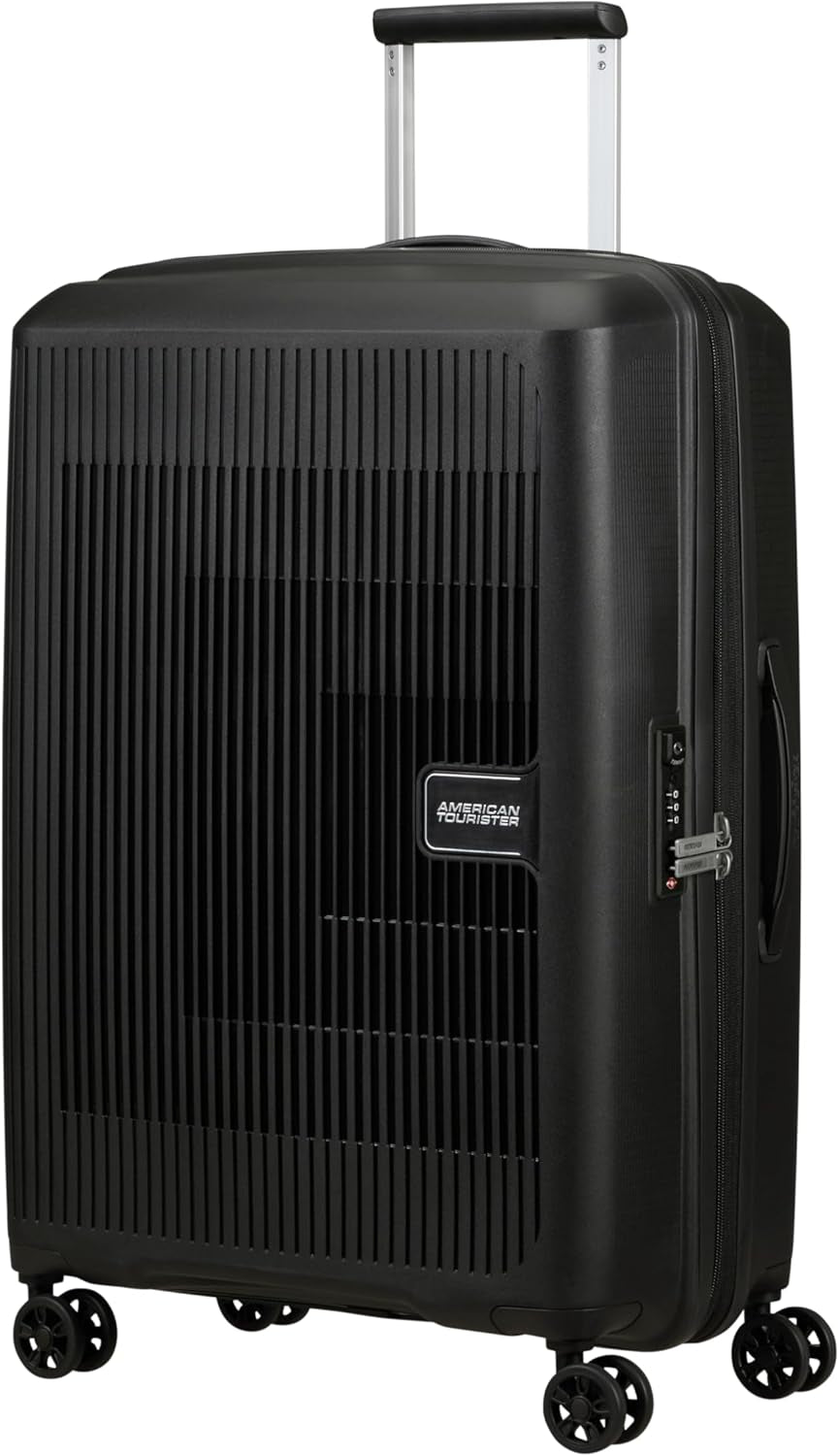 American Tourister Aerostep - Spinner L, Valiză extensibilă, 77 cm, 101.5/109 L, Portocaliu (Portocaliu aprins) Bagaje și echipament de călătorie Naty Shop Negru (negru) M (67 Cm - 66.5/72.5 L)