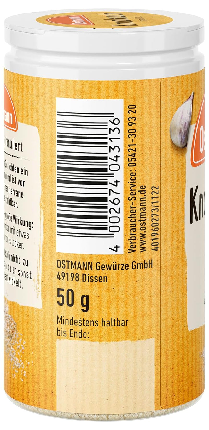 Ostmann Knoblauch granuliert 50 g Knoblauch zum Würzen von herzhaften Gerichten Menge: 1 Stück