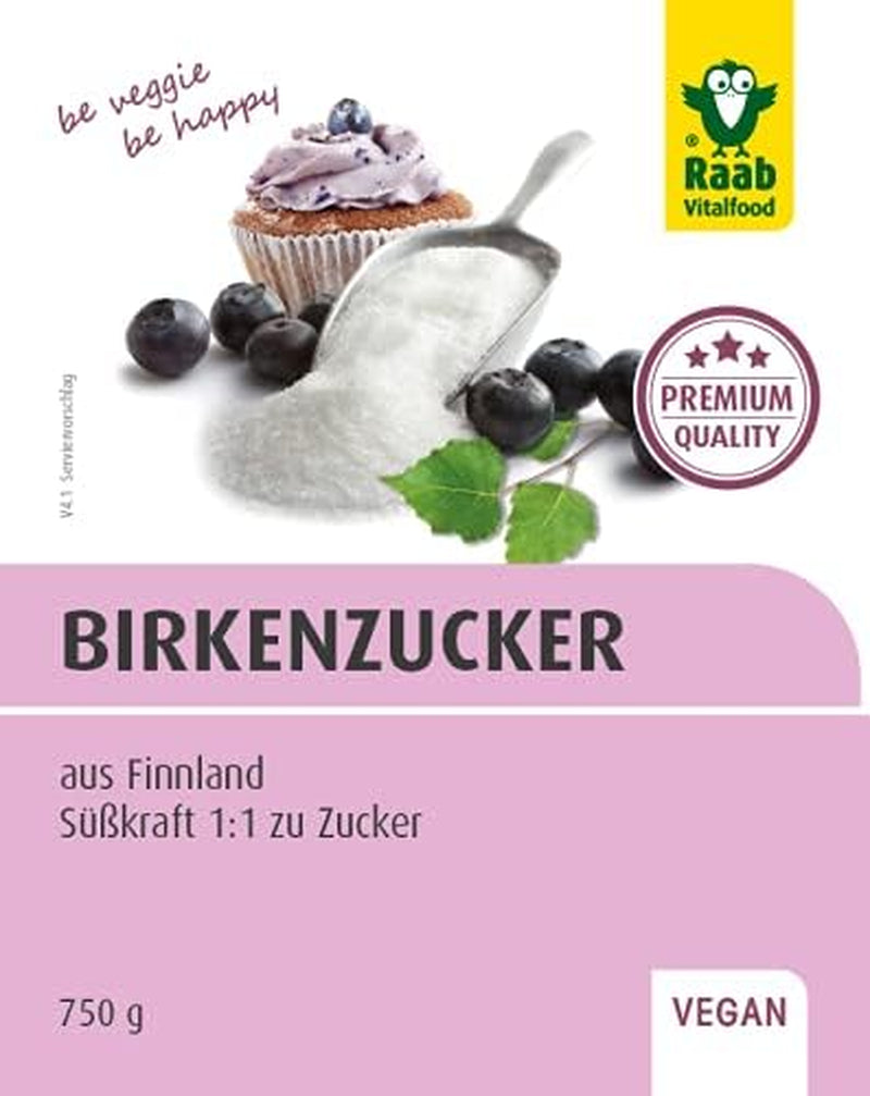 Raab Vitalfood Premium Birkenzucker, Xylit, Vegano, Alternativa al Zucker 1:1, Süßungsmittel, Zahnfreundlich, Vorratspack, 750 G Edulcorantes Naty Shop