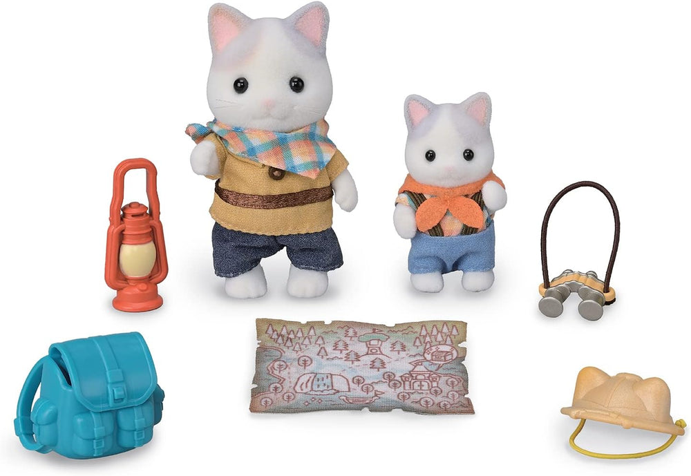 Sylvanian Families - 5763 Abenteuer Entdecker Set mit Zwei Figuren, Milchkatzen Vater und Junge, Tierfigur, detailreiches Spielzeug für Kinder ab 3 Jahren