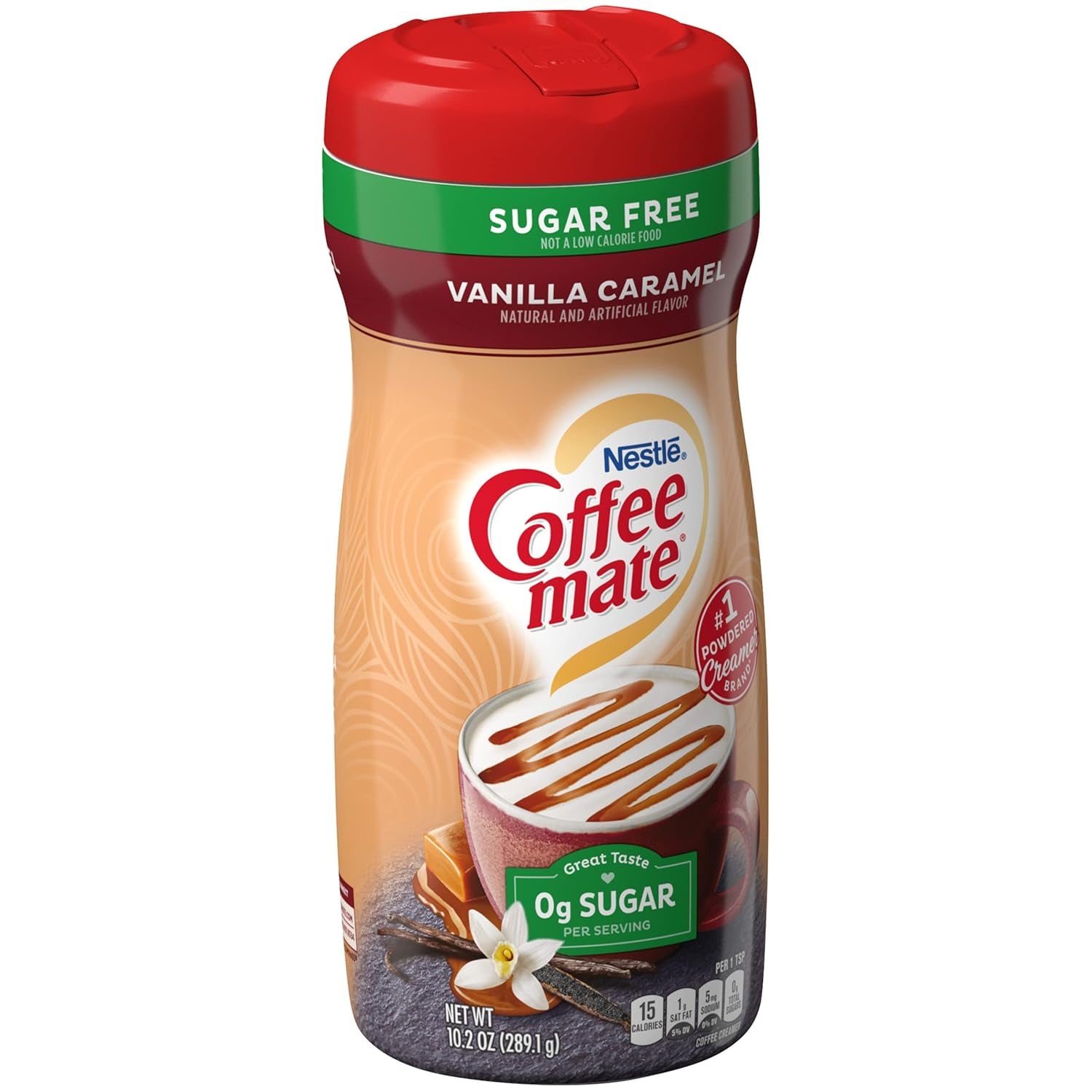 Coffee-Mate Vanilla Caramel, crema para café en polvo sin azúcar, Kaffeesahne Pulver - Vanille Karamell - ¡OHNE ZUCKER! de estados unidos