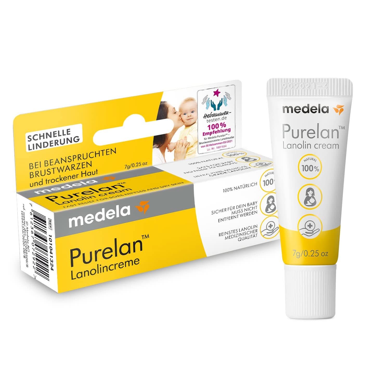 Medela Purelan 37 G Lanolincreme – Schnelle Hilfe Bei Beanspruchten Brustwarzen Und Trockener Haut – 100 % Natürlich, Hypoallergen, Dermatologisch Getestet Und Frei Von Duftstoffen Accesorios Alimentación y Lactancia Bebe Naty Shop Brustwarzencreme 7G