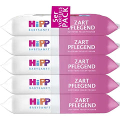 Șervețele umede pentru bebeluși HiPP Babysanft Delicatese, 720 bucăți (3 x 240), cu extract organic de migdale, deosebit de prietenoase cu pielea, pentru curățarea delicată a pielii sensibile a bebelușilor