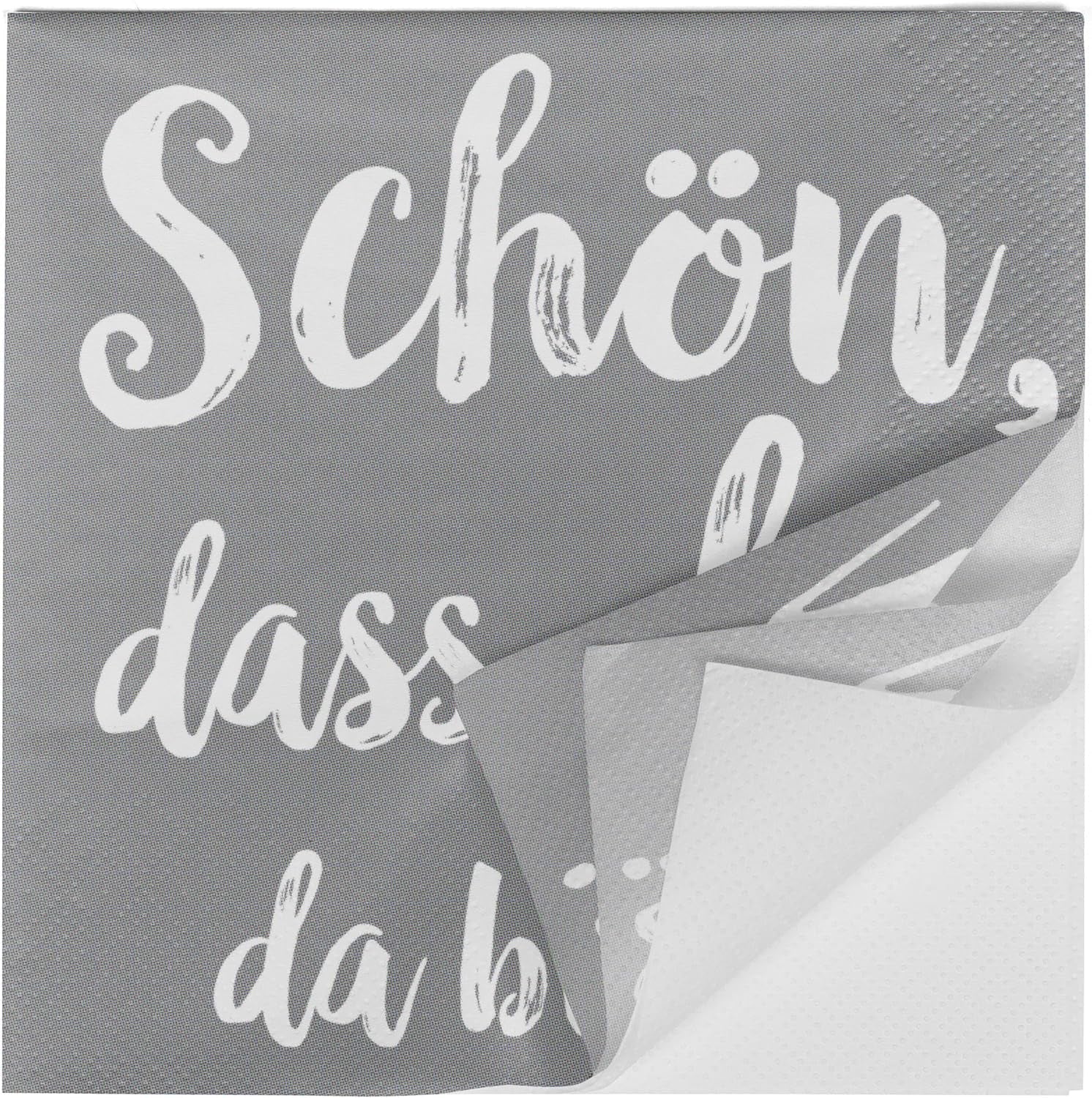 Șervețele de cocktail HEKU 'Schön Dass Du Da Bist', 3 straturi, 25X25Cm, 150 bucăți I Design elegant I Ideal pentru sărbători I Practic ambalate