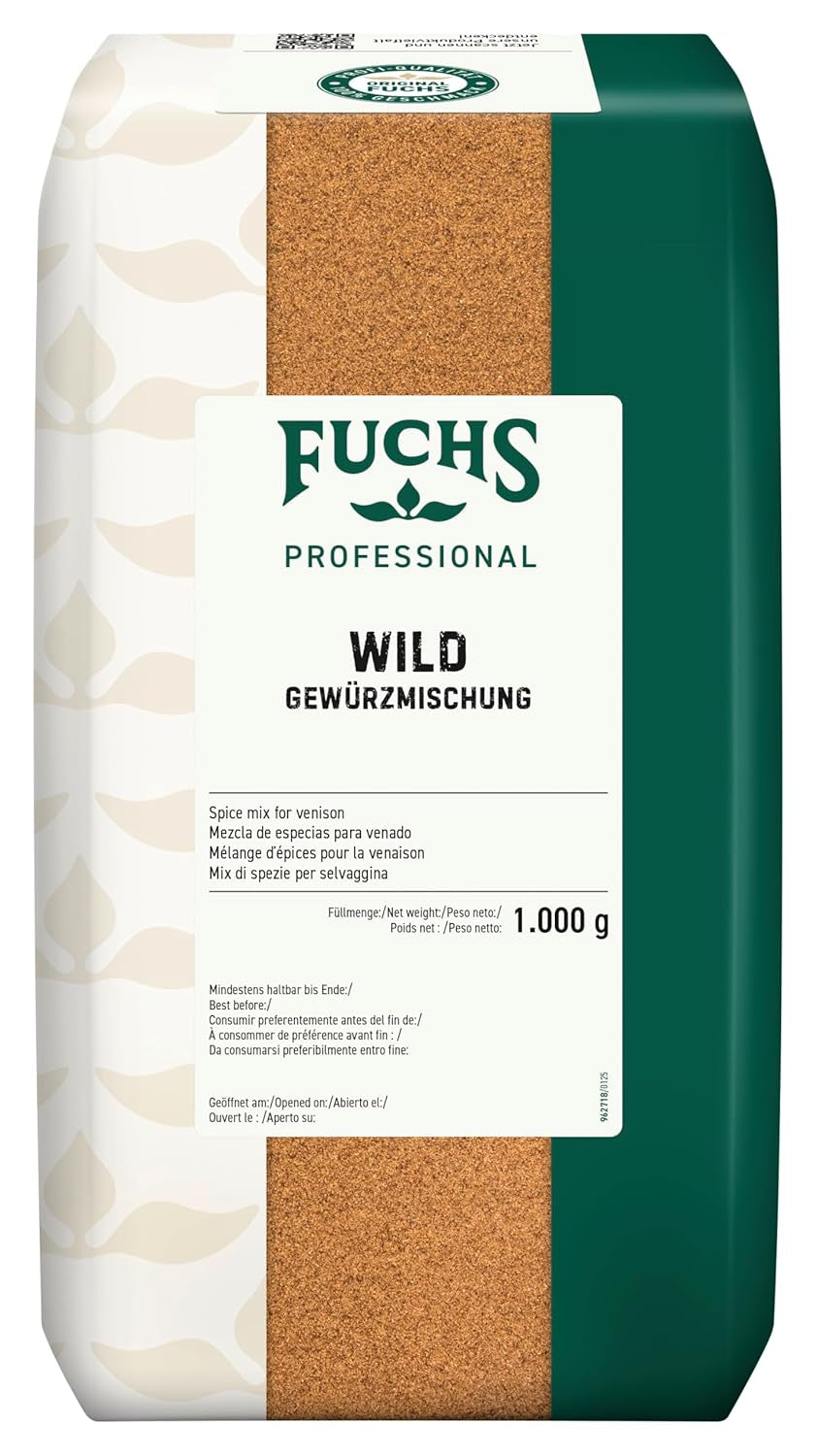 Fuchs Professional - Wildgewürz | Zum Würzen von allerre Wildgerichten und dunklen Saucen | Calidad profesional para grandes empresas gastronómicas y gastronómicas | Bolsa reciclable de 1 kg.