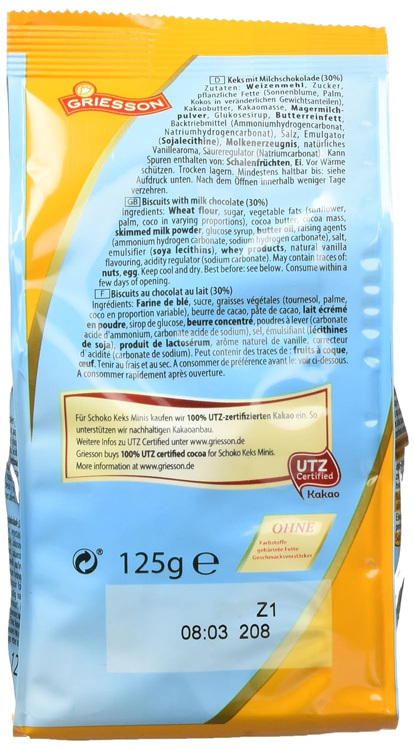 Biscuiți mini cu ciocolată Griesson, pachet de 12 (12 pungi x 125 g)