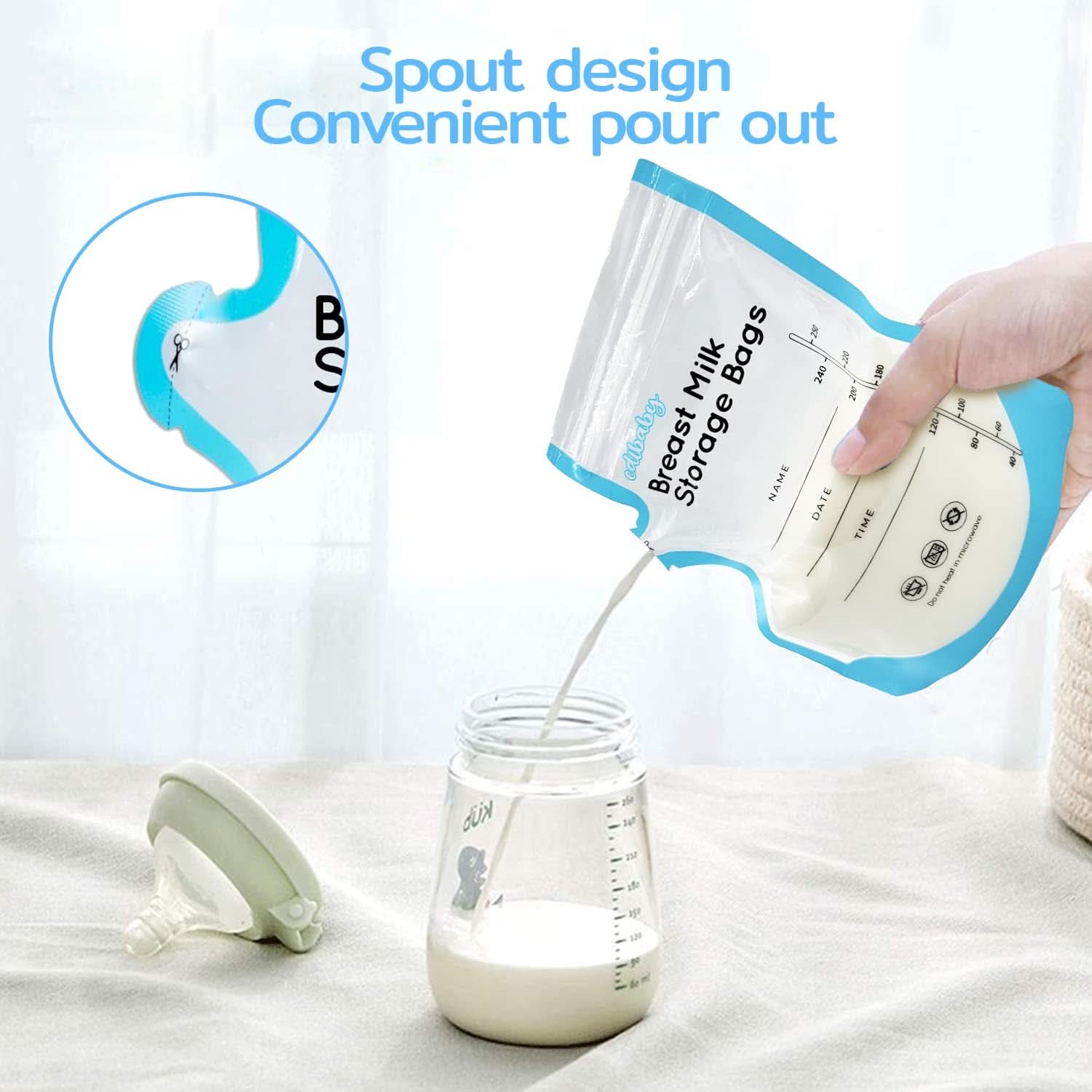 Edibaby, Bolsas para leche materna, 100 piezas, Esterilizadas, sin BPA Accesorios Alimentación y Lactancia Tienda Bebe Naty