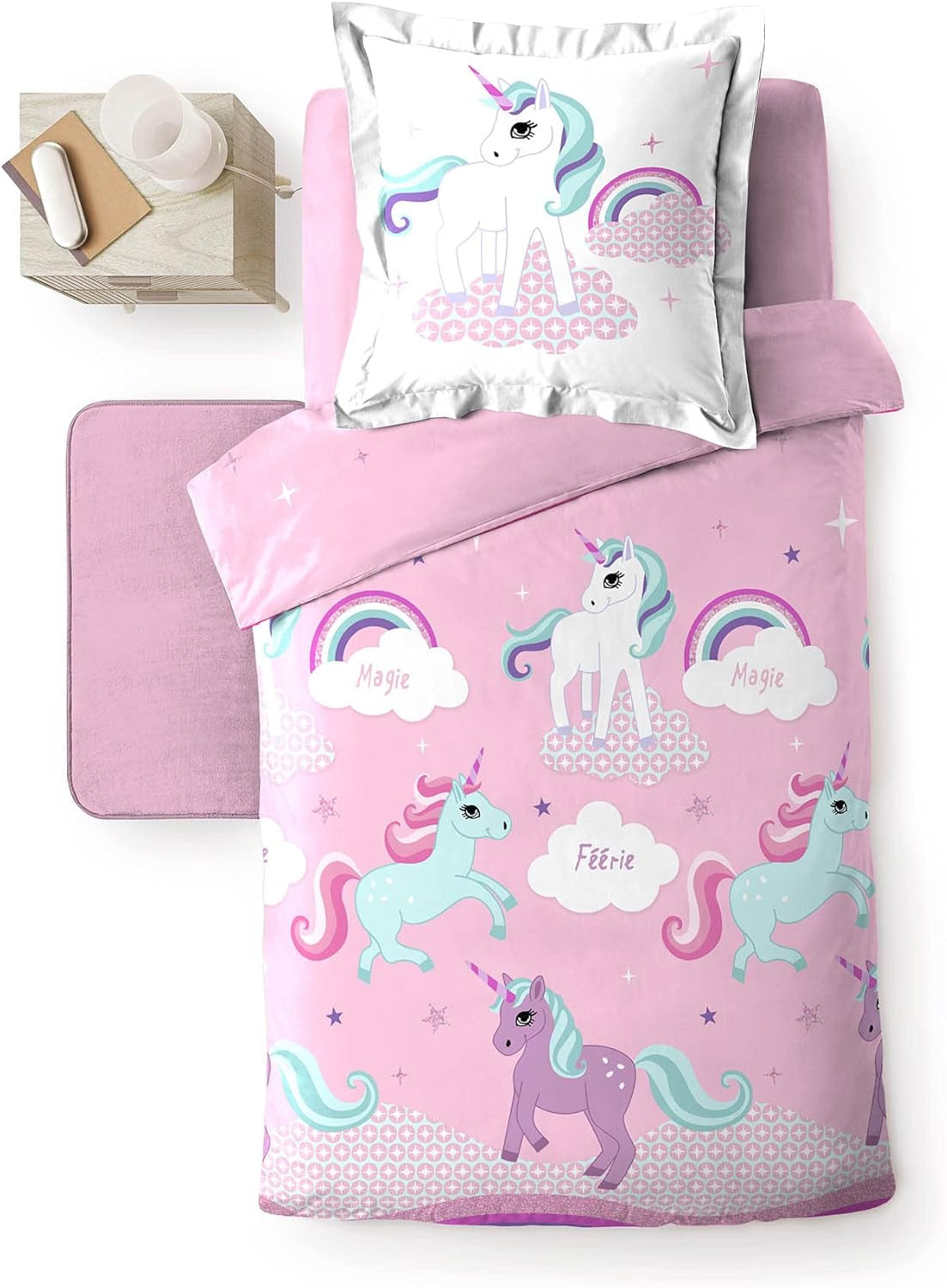 Ropa de cama con funda de almohada Unicornio, algodón Ropa de cama - infantil Naty Shop