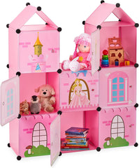 Relaxdays Estantería Habitación Infantil, Castillo de Princesas, Plástico, Armario DIY con Puertas, HBT: 128 X 110 X 37 Cm, Rosa Casas de Muñecas Naty Shop Individual