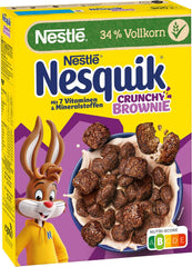 Nestlé NESQUIK Crunchy Brownie, cereal de desayuno crujiente con chispas de chocolate y una forma innovadora para un toque extra crujiente, paquete de 7 (7 x 300 g)