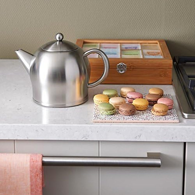 Bredemeijer cutie mare din lemn de culoare deschisă pentru pliculețe de ceai cu 12 compartimente și fereastră de vizualizare 28 cm lungime Cutii depozitare alimente Naty Shop