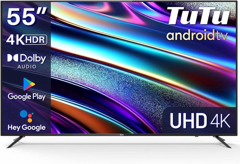 TuTu TUV32HQ1B Smart TV de 32 de inci, televizor LED HD de 80 cm cu Wi-Fi, App Store, tuner triplu (DVB-T/T2, DVB-C, DVB-S/S2), HDMI, USB