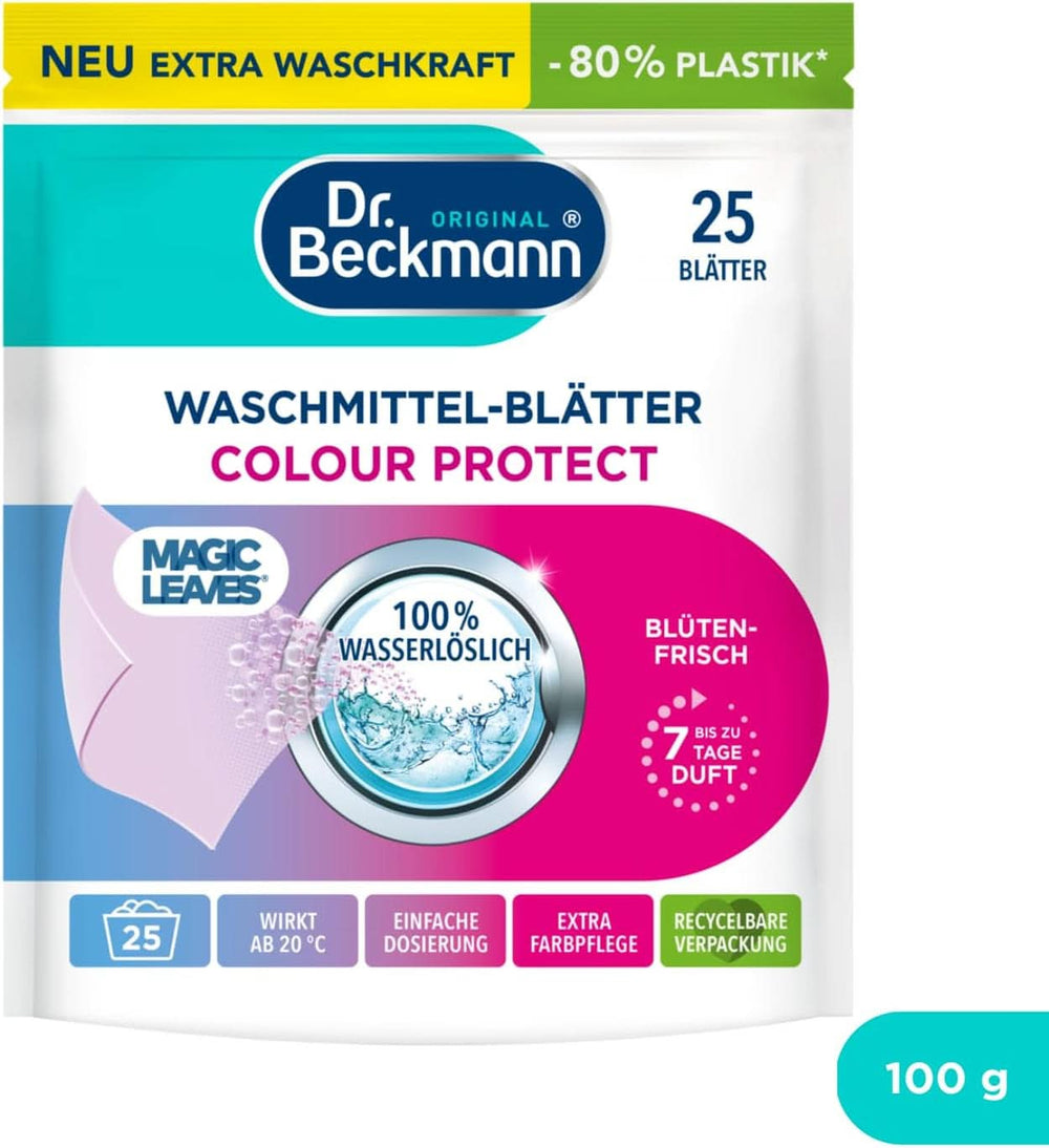 Hojas de detergente Dr Beckmann COLOR HOJAS MÁGICAS | Toallitas de lavado predosificadas y solubles en agua | Ahorro de espacio y fácil de usar | 25 hojas Detergentes para Ropa Naty Shop