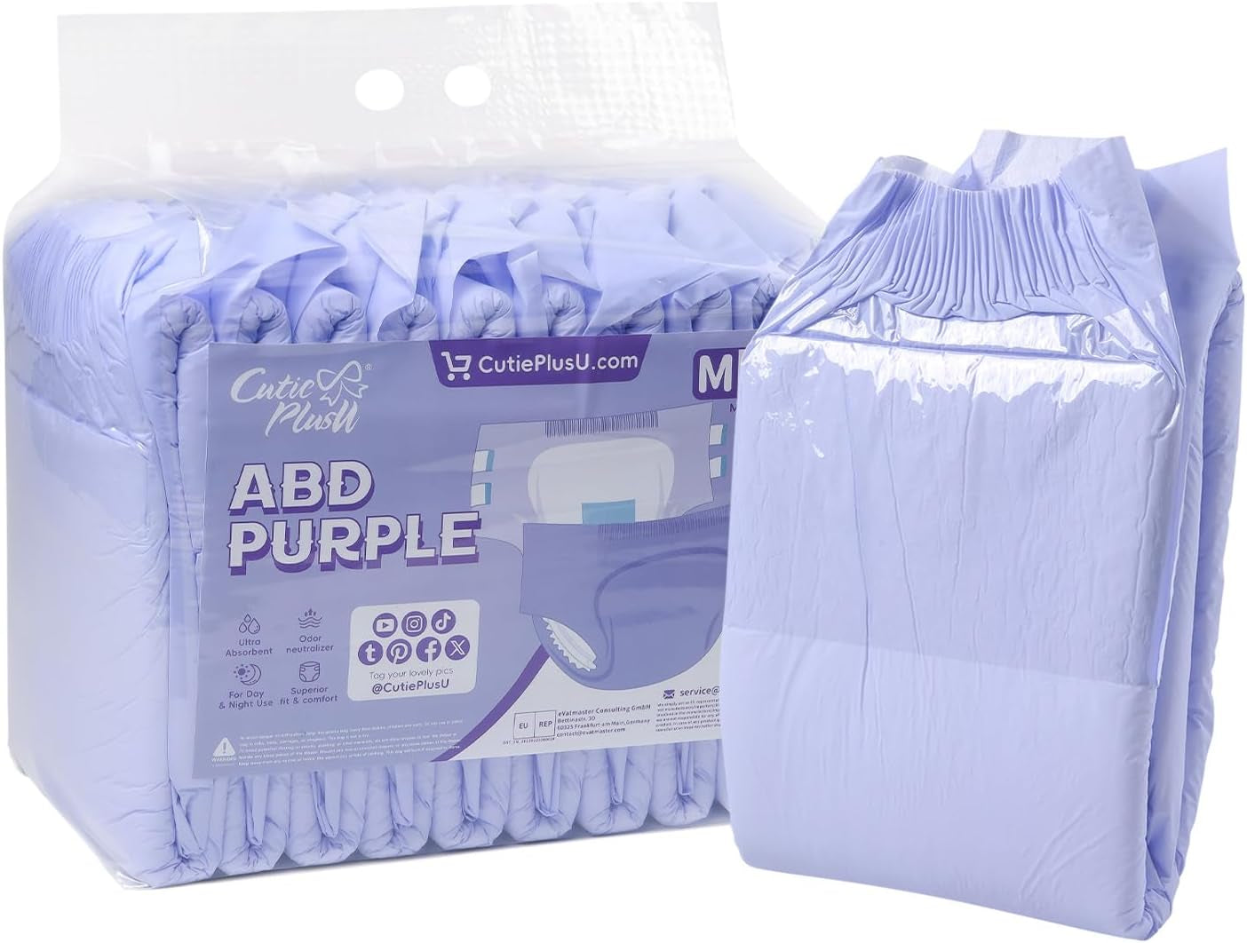 CutiePlusU Pañales para Adultos, Paquete de 10 Bragas Desechables para Incontinencia con Lazos para Mujeres y Hombres, Máxima Absorbencia Durante la Noche - Blanco (Tamaño Mediano 71-96cm)