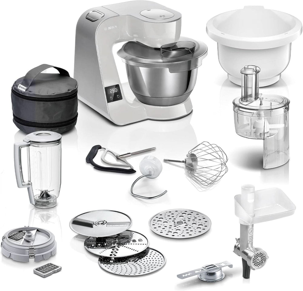 Robot de cocina Bosch Serie 4 MUM5X720, báscula integrada, bol acero inoxidable 3,9L, batidora 1,25L, 1000W Accesorios Alimentación y Lactancia Baby Naty Shop Individual Gris Plata 6 accesorios