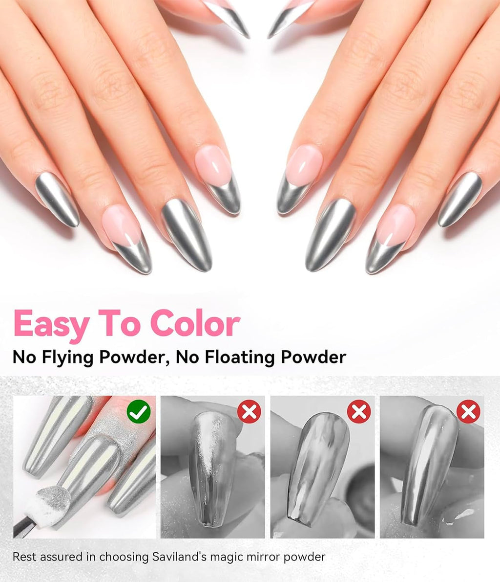 BISHENGYF Silver Chrome Nail Powder – Metal Holo Chromfarbener Nagelpuder, 1G Cromepulver Nägel Glitzer Glänzende Silver Nagelpulver Spiegeleffekt Pigment Nagelkunst, Diy-Design-Dekor Frauen Geschenk