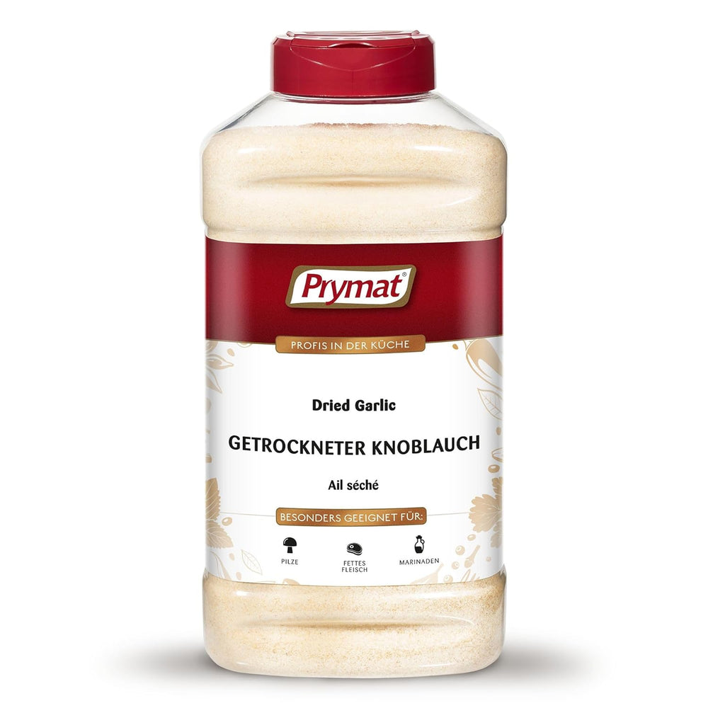 Prymat Getrockneter Knoblauch granuliert 1,05 kg – Aromatisches Knoblauchgranulat zum Würzen von Fleisch, Fisch, Gemüse, Sauce, Dips & Marinaden – intensiv im Gesmack – ohne Zusätze