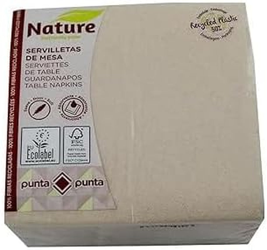 Șervețele din hârtie reciclată, 2 straturi, ecologice, 100% fibre reciclate, 50% ambalaj din plastic reciclat, 33 X 33 Cm.